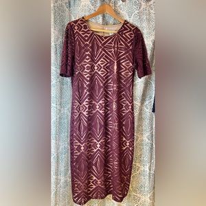 Kelly Renee Burgundy Maroon Midi Dress